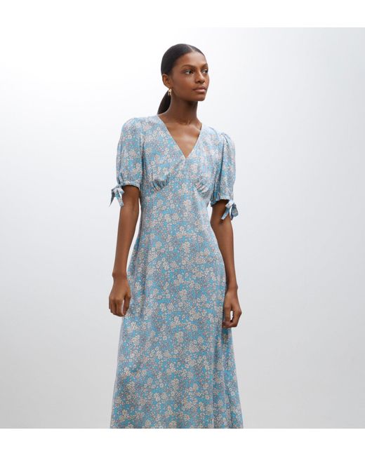 Finery London Blue Claire Ditsy Midi Dress