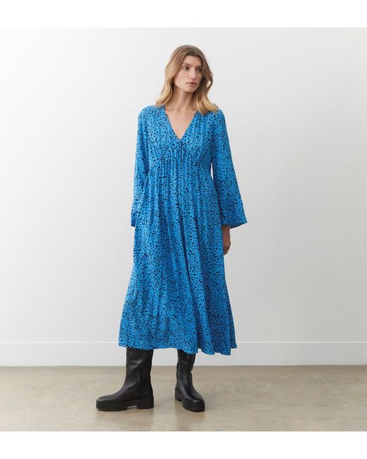 Finery London Blue Laura Print Midi Dress