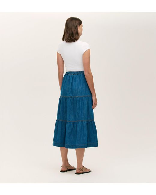 Finery London Blue Lulu Denim Midi Skirt