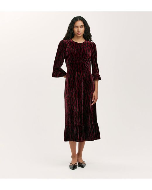 Finery London Red Scarlett Velvet Midi Dress