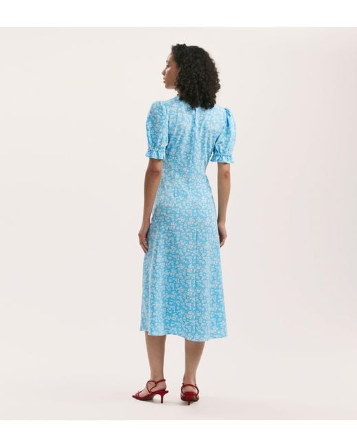 Finery London Blue Mela Crepe Midi Tea Dress