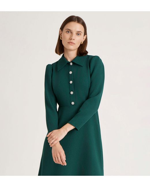 Finery London Green Lucia Crepe Midi Dress