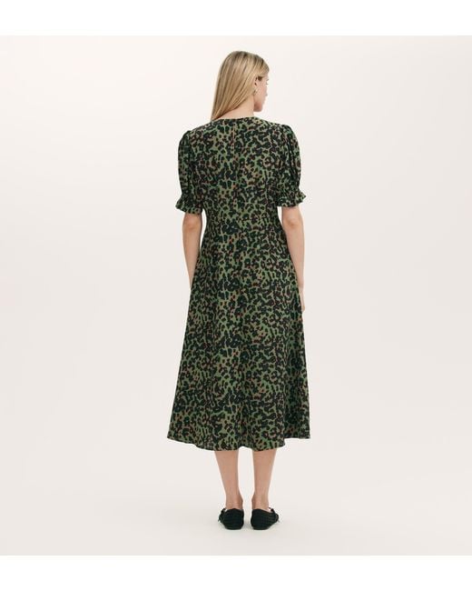 Finery London Green Mela Crepe Midi Tea Dress