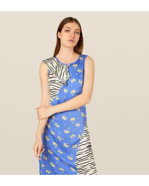 Finery London Blue Allana Mixed Print Dress