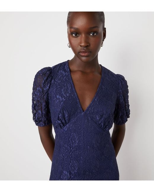 Finery London Blue Loretta Lace Midi Dress