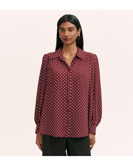 Women's Red Melina Spot Crepe Blouse