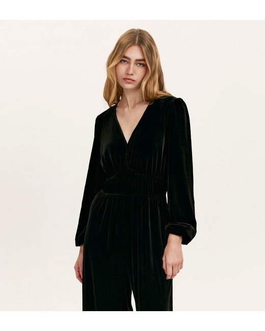 Finery London Black Anna Velvet Jumpsuit