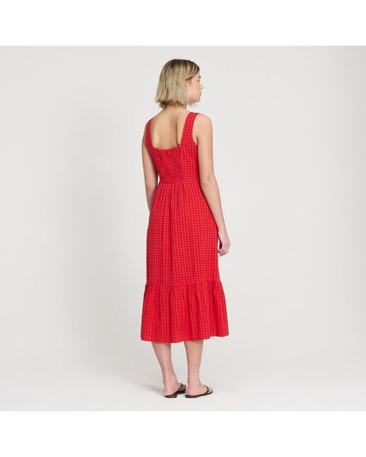 Finery London Cara Gingham Seersucker Tiered Midi Dress