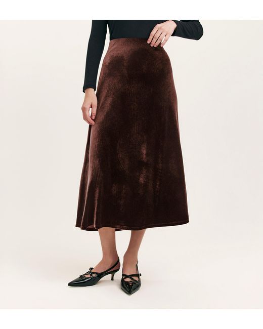 Finery London Black Bailey Jersey Velvet Skirt