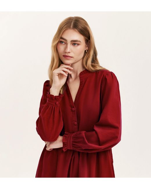 Finery London Red Verona Corduroy Short Dress