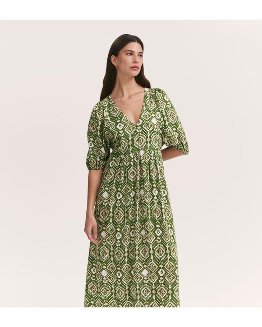 Finery London Green Katie Linen Blend Midi Smock Dress