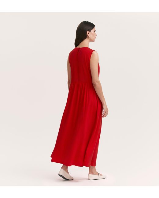 Finery London Red Liberte Cotton Sleeveless Midi Dress