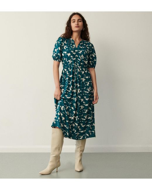 Finery London Green Reese Abstract Midi Dress