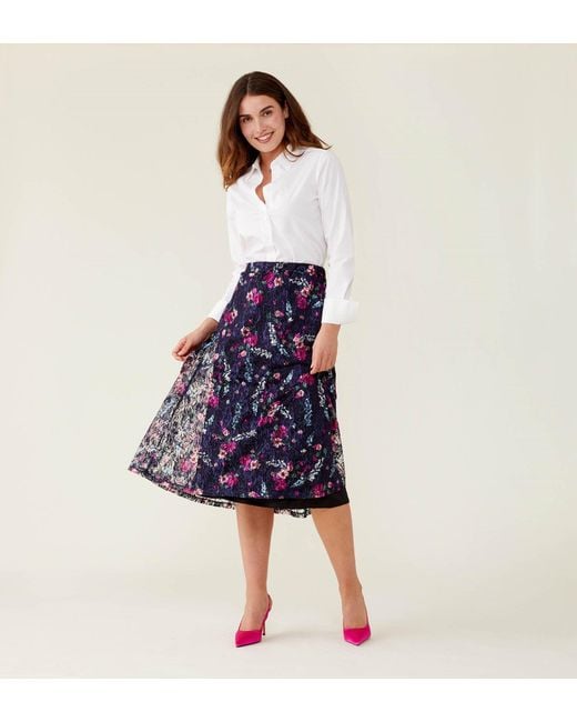 Finery London Blue Steph Lace Skirt