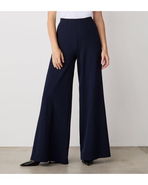 Finery London Blue Matilda Ponte Jersey Wide Leg Trousers