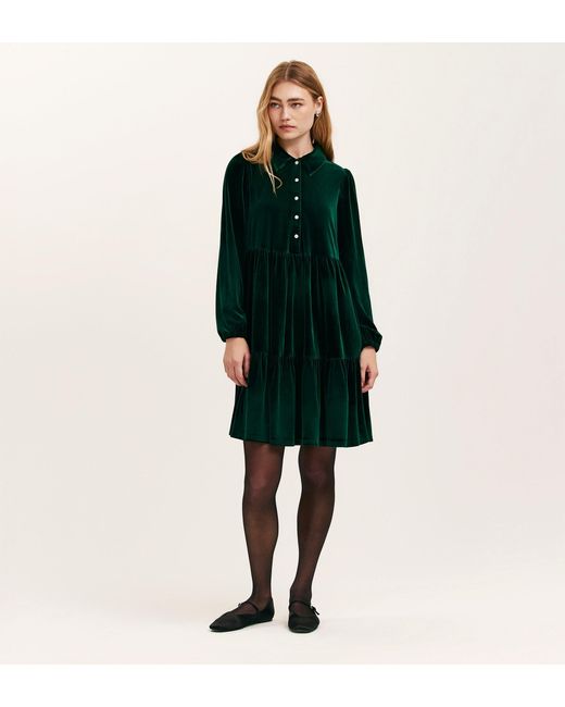 Finery London Green Rosanna Velvet Short Dress