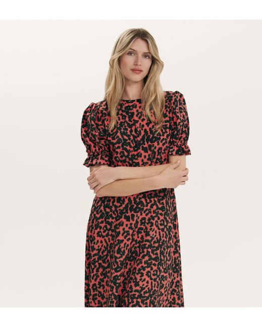 Finery London Red Mela Crepe Midi Tea Dress