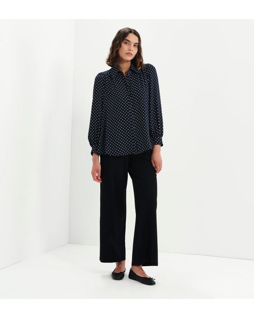 Finery London Blue Melina Button Through Lightweight Yoke Blouse