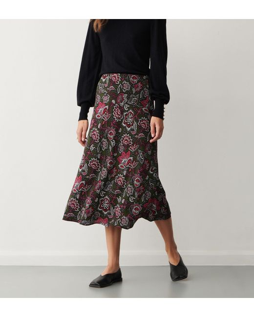Women's Black Evelyn Folk Midi Skirt