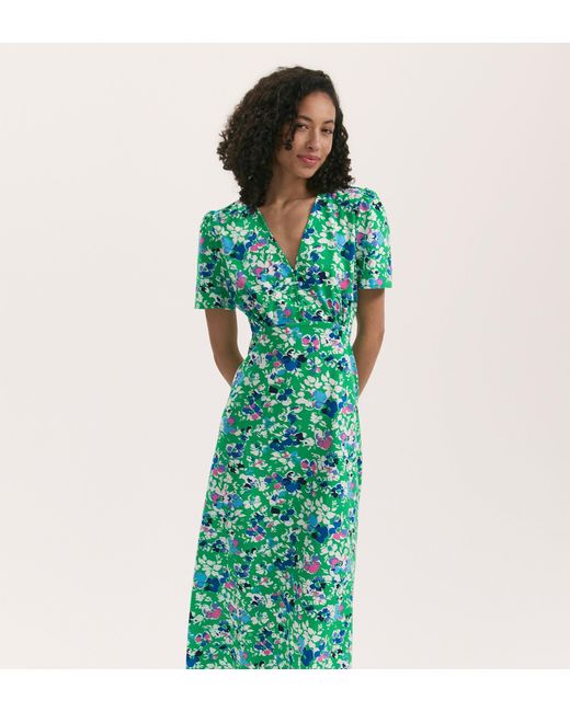 Finery London Green Nieve Crepe Midi Tea Dress
