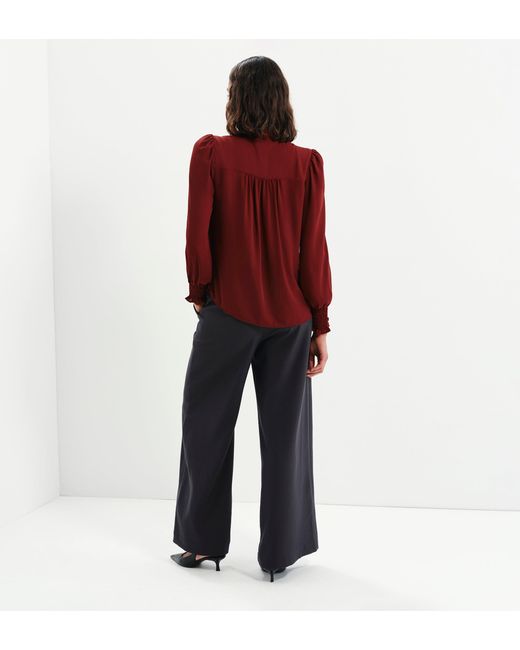 Finery London Red Mavis Pussy Bow Button-Through Blouse