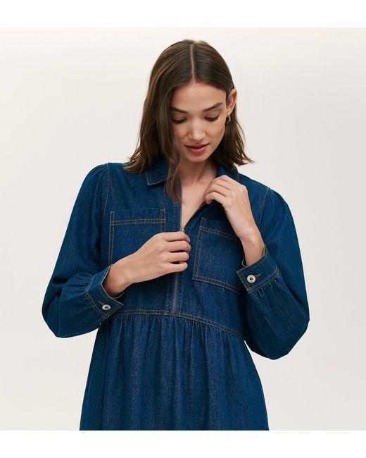 Finery London Blue Roxy Denim Midi Dress