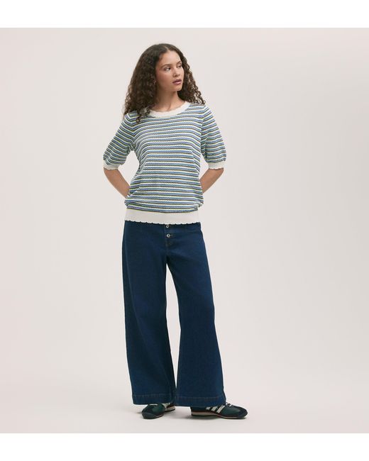 Finery London Blue Rita Short Sleeve Top