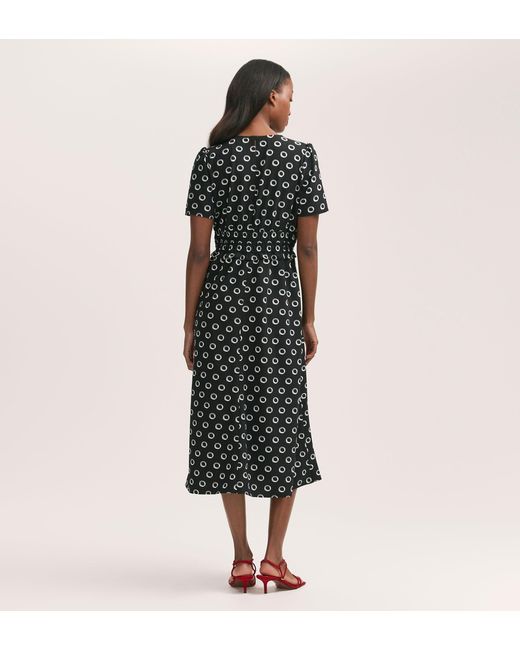 Finery London Black Irini Polka Dot Crepe Midi Dress