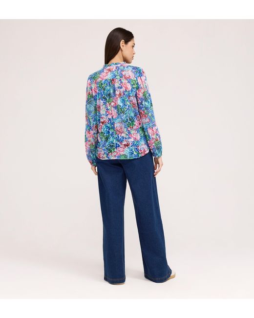 Finery London Blue Lizzie Jersey Blouse