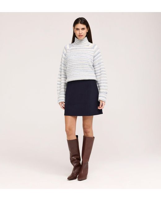 Finery London Blue Kade A-Line Gaberdine Twill Mini Skirt