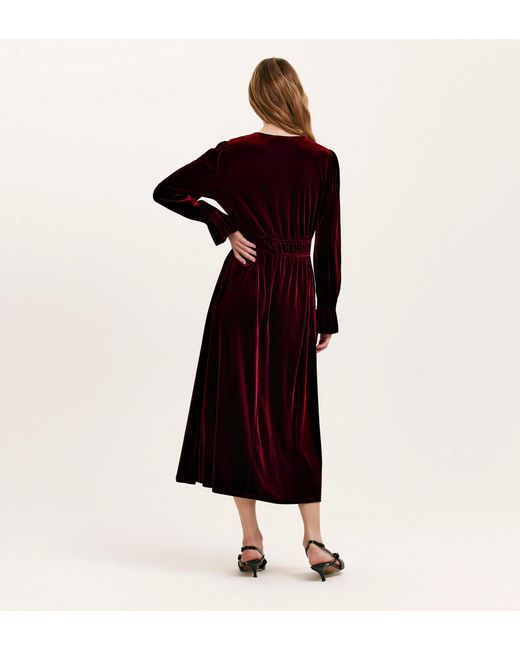 Finery London Red Laila Velvet Midi Dress