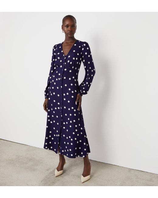 Finery London Blue Cheryl Polka Dot Midi Dress