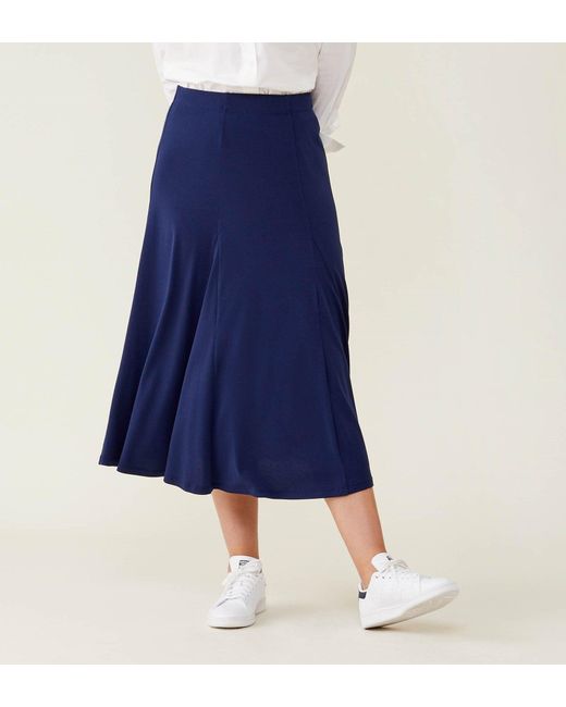 Finery London Blue Delores Jersey Crepe Midi Skirt