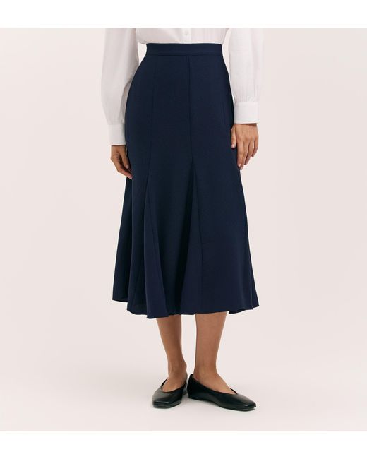 Finery London Blue Fabiola Crepe Midi Skirt