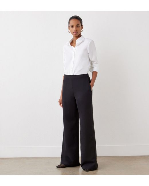 Finery London White Nat Satin Back Crepe Wide Leg Trousers