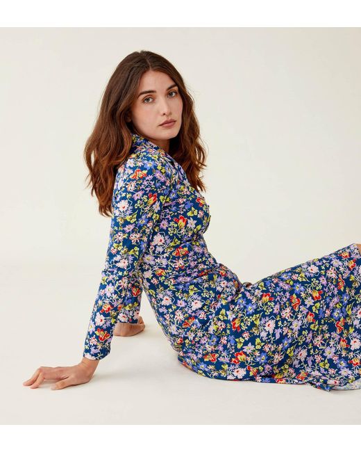 Finery London Blue Juno Midi Dress