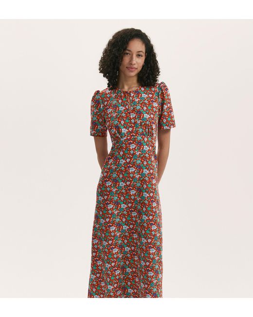 Finery London Brown Marie Crepe Midi Tea Dress
