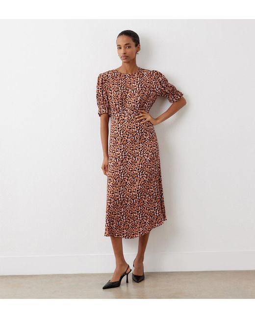 Finery London Brown Mela Crepe Midi Dress