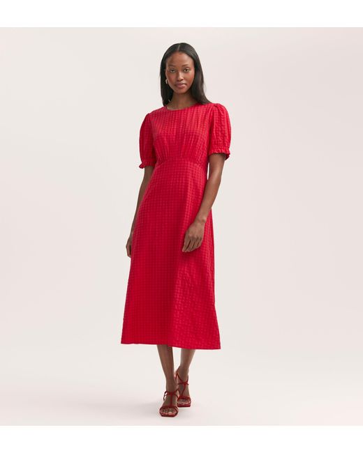 Women's Red Mela Gingham Seersucker Midi Dress