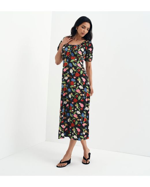 Finery London Black Jada Puff Sleeve Empire Waist Midi Dress