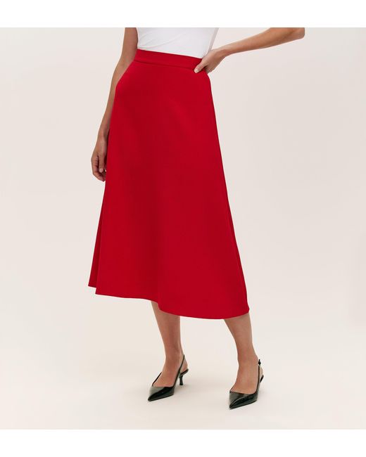 Finery London Red Ramona Rich Crepe Midi Skirt