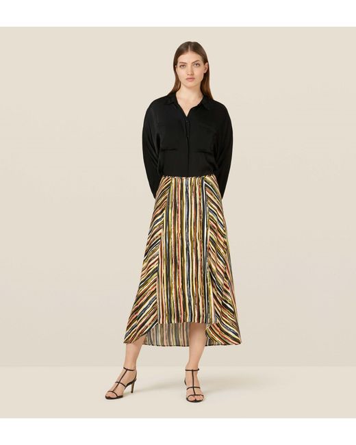 Finery London Multicolor Mika Striped Dipped Hem Skirt