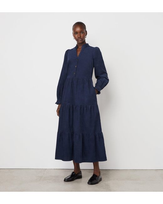 Women's Blue Gianna Corduroy Midi Dress