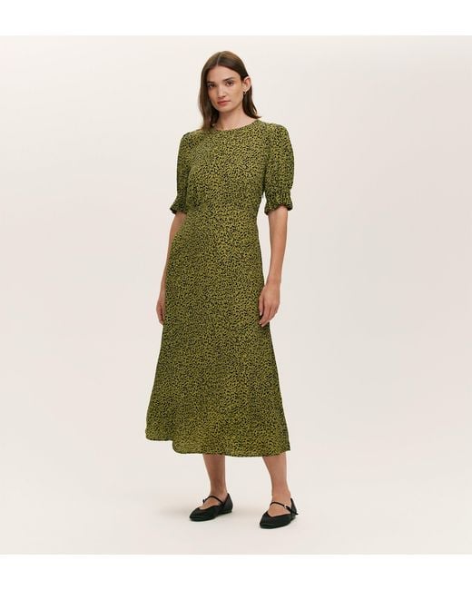 Finery London Green Mela Crepe Midi Tea Dress