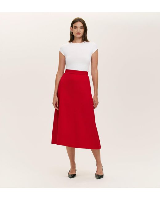 Finery London Red Ramona Rich Crepe Midi Skirt