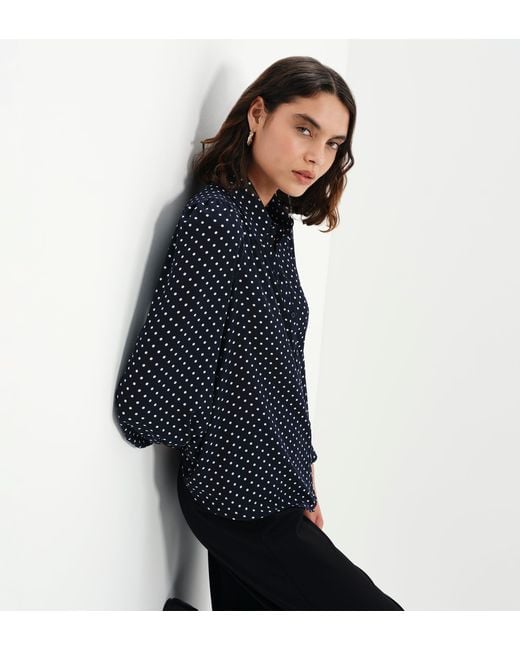 Finery London Blue Melina Button Through Lightweight Yoke Blouse