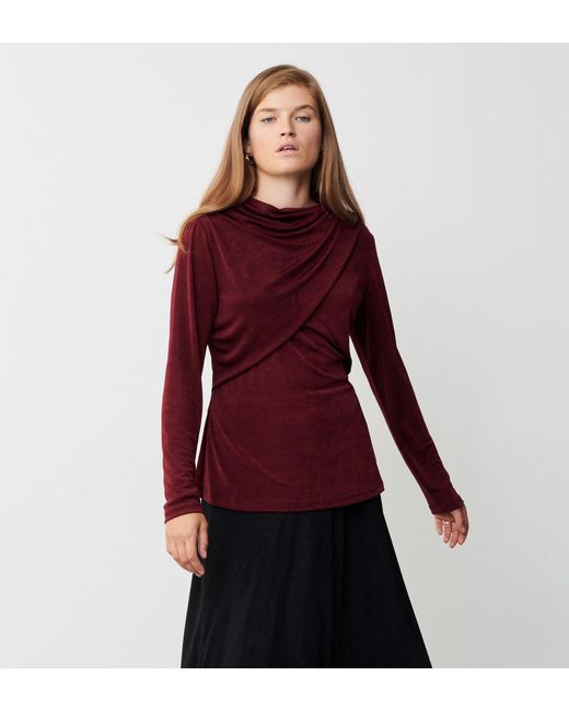 Finery London Red Pearl Jersey Wrap Top