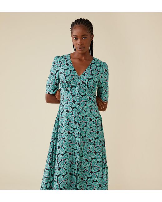 Finery London Green Camilla Midi Viscose Dress