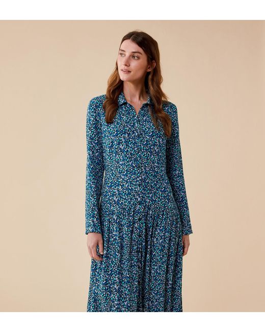 Finery London Blue Misha Midi Viscose Dress