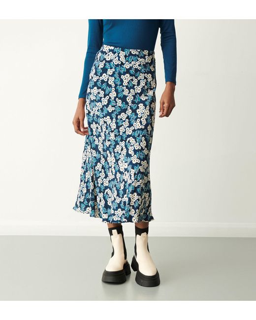 Finery London Blue Evelyn Midi Skirt